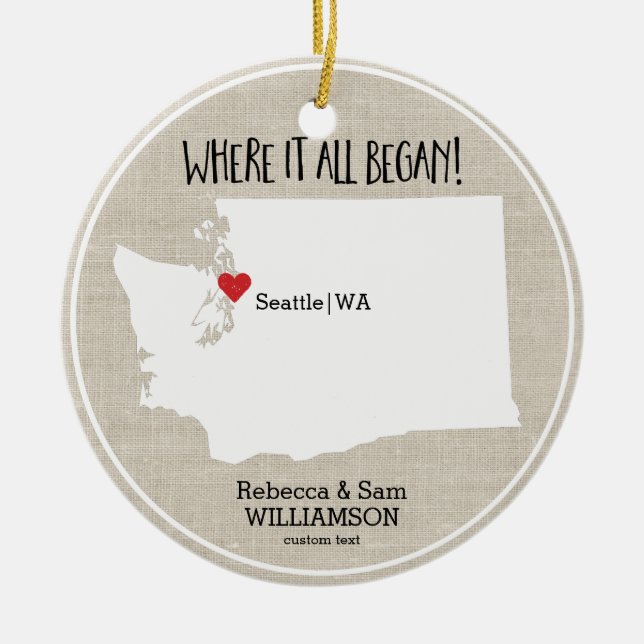 Ornement Rond En Céramique Couples de carte faite sur commande d'amour de (Devant)