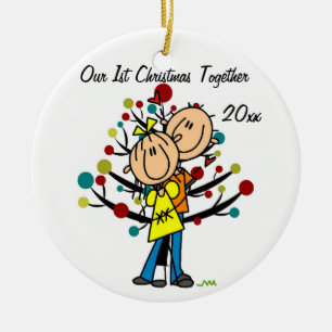 Ornement Rond En Céramique Couples en ornement personnalisé ęr par Noël