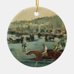 Ornement Rond En Céramique Course de chevaux de Manet , 1872