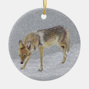 Ornement Rond En Céramique Coyote