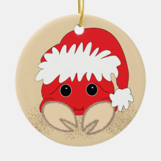 Ornement Rond En Céramique Crabe de Noël
