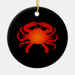 Ornement Rond En Céramique Crabe orange