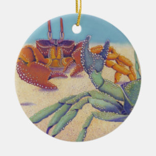 Ornement Rond En Céramique Crabes