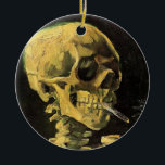 Ornement Rond En Céramique Crâne avec cigarette brûlante par Vincent van Gogh<br><div class="desc">Crâne avec Cigarette Brûlante par Vincent van Gogh est un post impressionnisme d'art vintage de peinture à vie morte. Portrait du squelette humain fumant. Grande image à utiliser pour les produits anti-tabac. Fumer tue 1 000 personnes chaque année, aider quelqu'un à arrêter de fumer aujourd'hui. Grande image pour Halloween ou...</div>