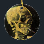 Ornement Rond En Céramique Crâne avec cigarette brûlante par Vincent van Gogh<br><div class="desc">Crâne avec Cigarette Brûlante par Vincent van Gogh est un post impressionnisme d'art vintage de peinture à vie morte. Portrait du squelette humain fumant. Grande image à utiliser pour les produits anti-tabac. Fumer tue 1 000 personnes chaque année, aider quelqu'un à arrêter de fumer aujourd'hui. Grande image pour Halloween ou...</div>