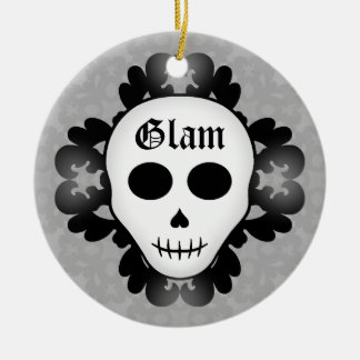 Ornement Rond En Céramique Crâne de glamour gothique mignonne girly Halloween