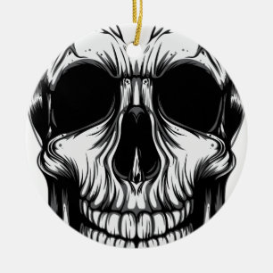 Ornement Rond En Céramique CRÂNE par LA DÉCHARGE d'ART