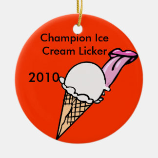 Ornement Rond En Céramique Crème glacée de champion Licker
