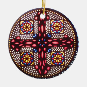 ORNEMENT ROND EN CÉRAMIQUE CROIX COPTE