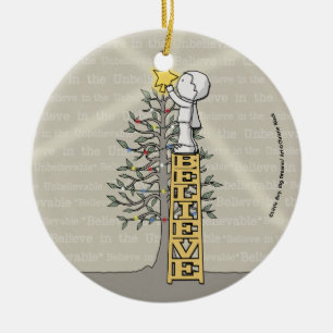Ornement Rond En Céramique Croyez l'échelle - arbre de Noël