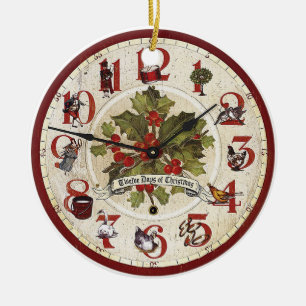 Ornement Rond En Céramique Cru 12 jours d'ornement de Noël