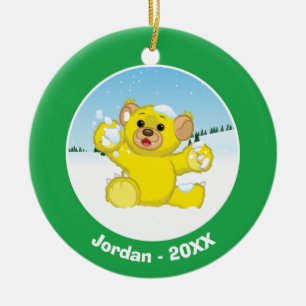 Ornement Rond En Céramique CUB pelucheux jaune