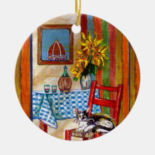 Ornement Rond En Céramique CUISINE ITALIENNE À FLORENCE J'aime le rubis tosca