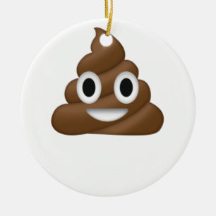Ornement Rond En Céramique Cute Poop Emoji