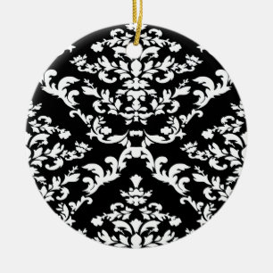 Ornement Rond En Céramique Damask noir gras à Emporiomoffa