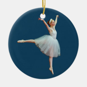 Ornement Rond En Céramique Danse de ballerine sur l'ornement bleu