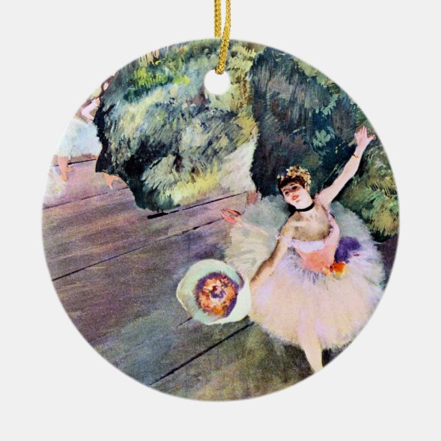 Ornement Rond En Céramique Danseur avec un bouquet de fleurs d'Edgar Degas (Devant)