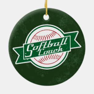 Ornement Rond En Céramique Décor de vacances pour entraîneurs de softball