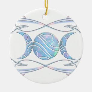 Ornement Rond En Céramique Déesse triple d'opale de lune