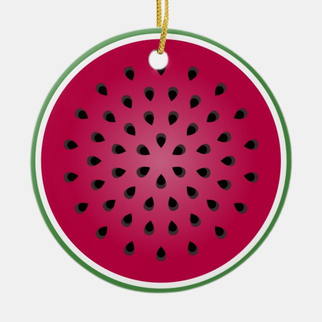 Ornement Rond En Céramique Design de pastèque rouge vert (Devant)