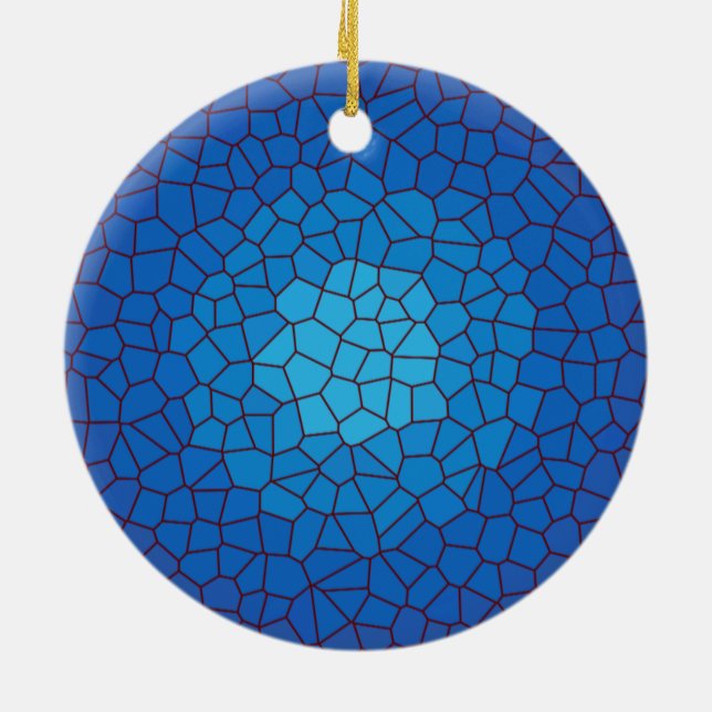 Ornement Rond En Céramique Design en verre teint bleu >Ornement de Noël (Dos)