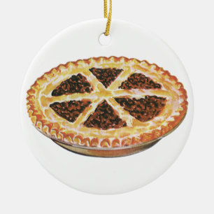 Ornement Rond En Céramique Dessert de nourriture vintage, tarte aux noix de p