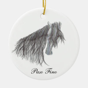 Ornement Rond En Céramique Dessin de cheval de Paso Fino