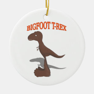Ornement Rond En Céramique Dessin T-Rex Bigfoot