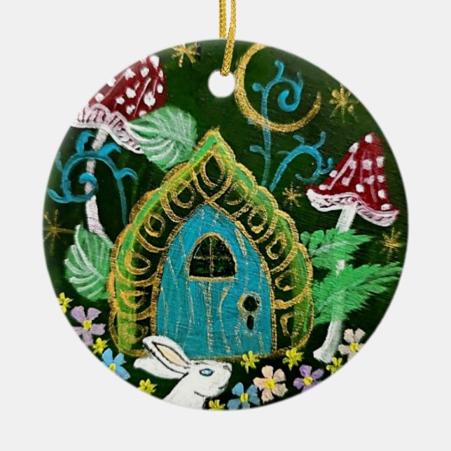 Ornement rond en céramique d'invitation (Devant)