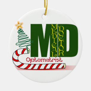 ORNEMENT ROND EN CÉRAMIQUE DOCTEUR DE DM D'ORNEMENT DE NOËL D'OPTOMÉTRISTE