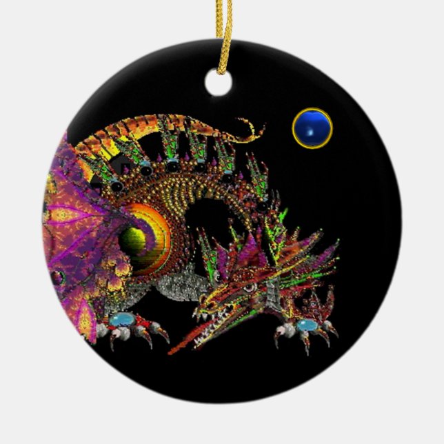 Ornement Rond En Céramique DRAGO Blue Sapphire Monogramme (Devant)