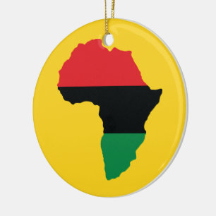 Ornement Rond En Céramique Drapeau Afrique rouge, noire et verte