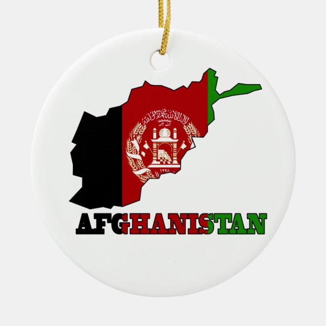 Ornement Rond En Céramique Drapeau dans la carte de l'Afghanistan (Devant)