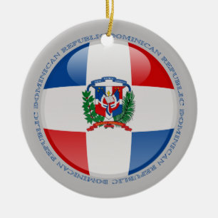 Ornement Rond En Céramique Drapeau de bulle de la République Dominicaine
