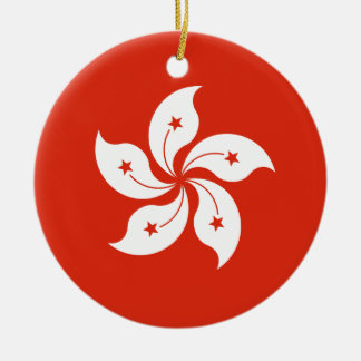 Ornement Rond En Céramique Drapeau de Hong Kong