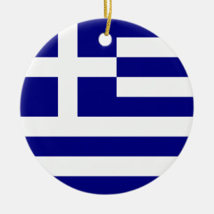 Ornement Rond En Céramique Drapeau de la Grèce