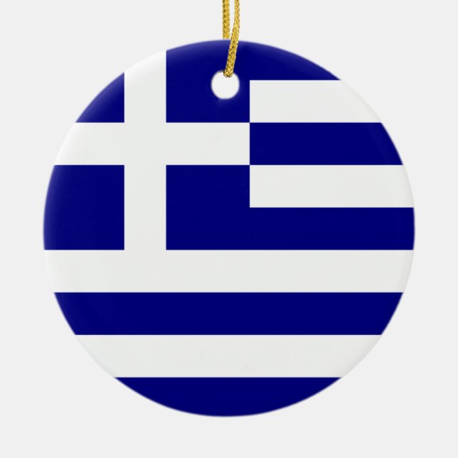 Ornement Rond En Céramique Drapeau de la Grèce (Devant)