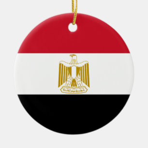 Ornement Rond En Céramique Drapeau de l'Égypte