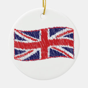 Ornement Rond En Céramique Drapeau de l'Union griffée