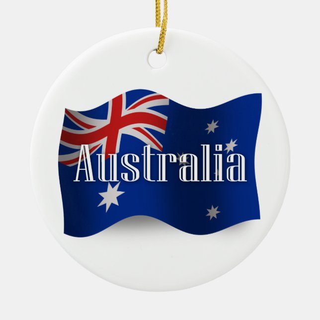 Ornement Rond En Céramique Drapeau de ondulation de l'Australie (Devant)