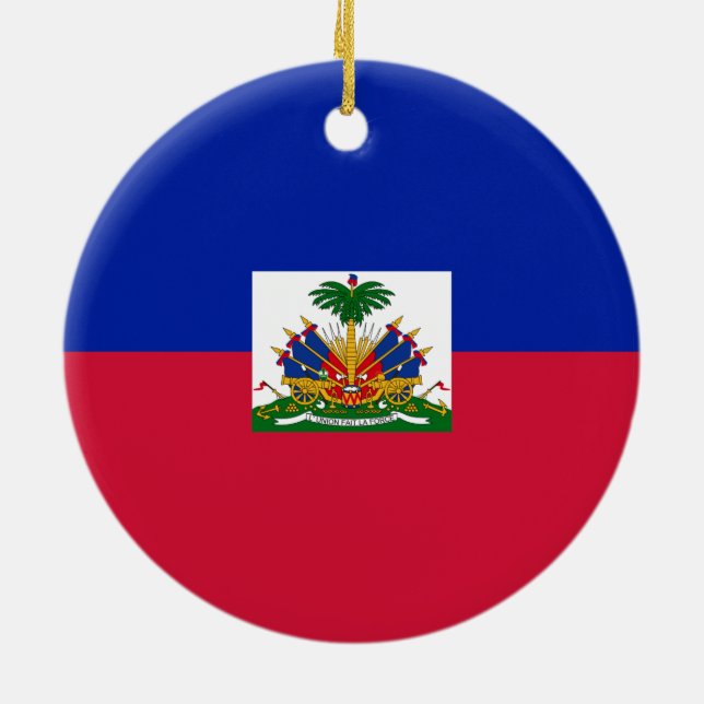 Ornement Rond En Céramique Drapeau d'ornement du Haïti (Dos)