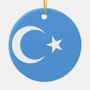 Ornement Rond En Céramique Drapeau est de Turkestan Uyghur