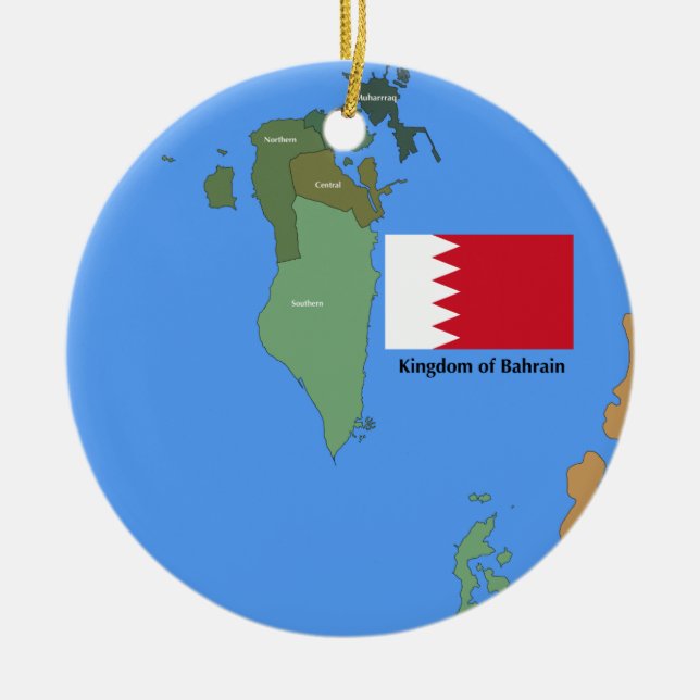 Ornement Rond En Céramique Drapeau et carte du royaume du Bahrain (Devant)