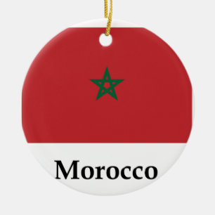 Ornement Rond En Céramique Drapeau et nom du Maroc