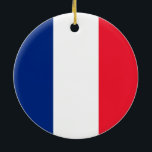 Ornement Rond En Céramique Drapeau français<br><div class="desc">Décor et accessoires à la française. Montre ton amour pour la France !</div>
