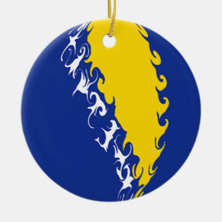 Ornement Rond En Céramique Drapeau Gnarly de la Bosnie-Herzégovine