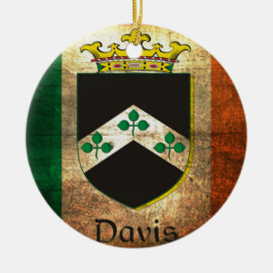 Ornement Rond En Céramique Drapeau irlandais Davis Crest