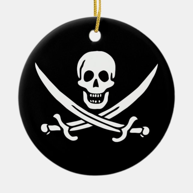 Ornement Rond En Céramique Drapeau pirate Jack Rackham (Devant)