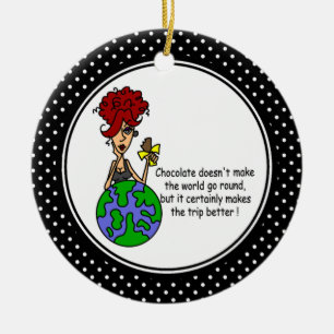 Ornement Rond En Céramique Drôle Humour chocolat de Noël