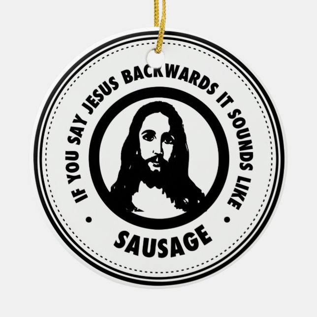 Ornement Rond En Céramique Drôle Jésus (Devant)
